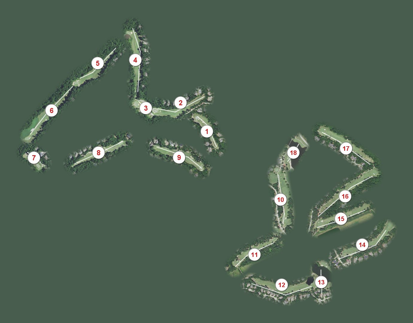 Governor's Club (Mountain / Lakes) course map