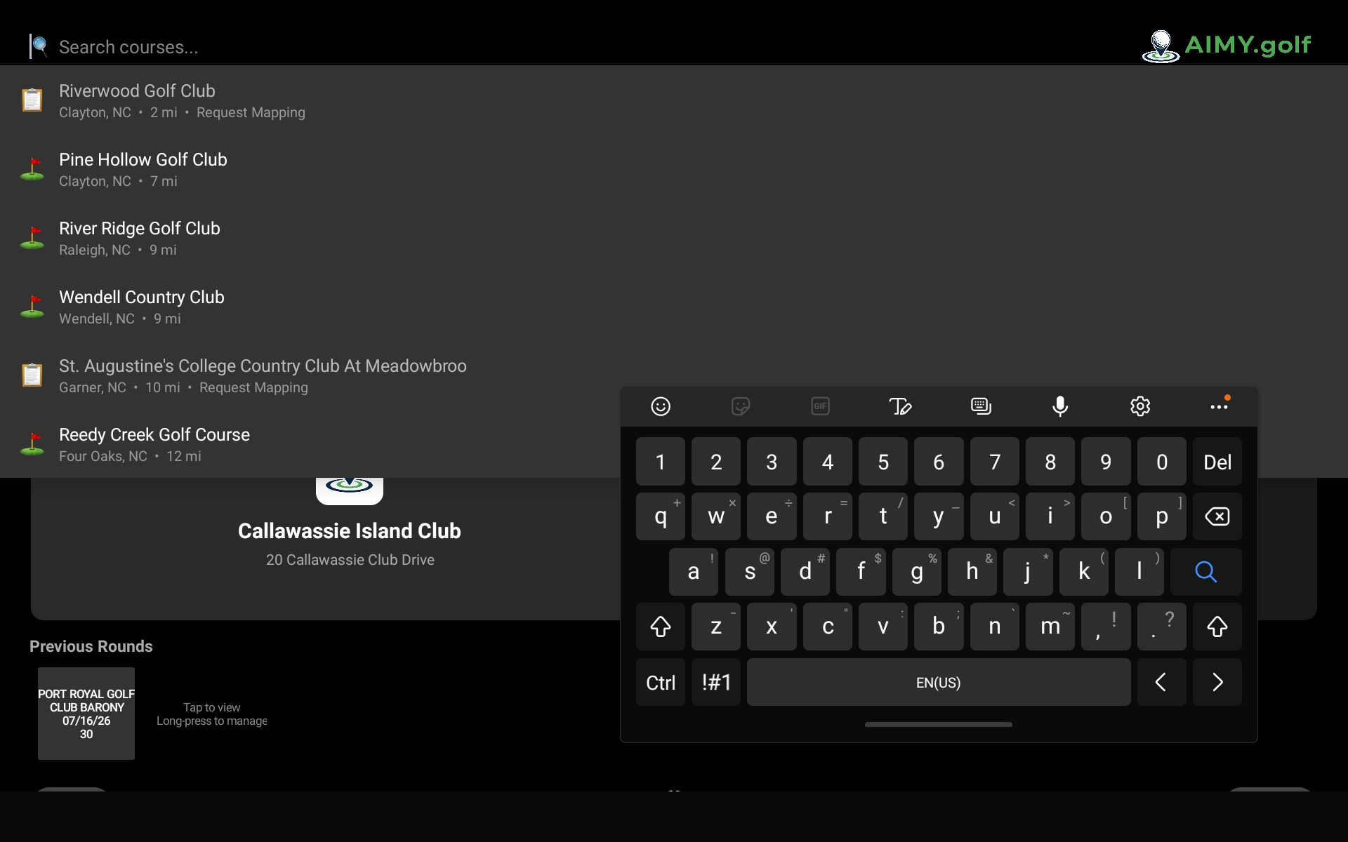 Searching the Aimy course directory while connected