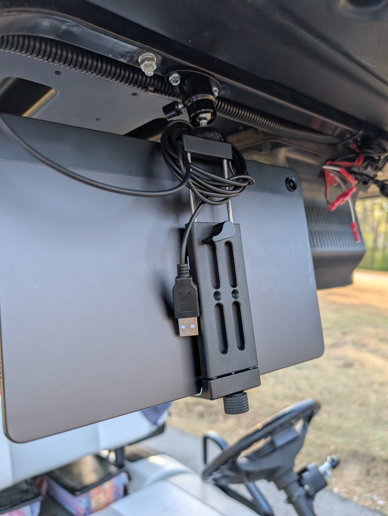 Back of tablet showing NATO rail mount detail